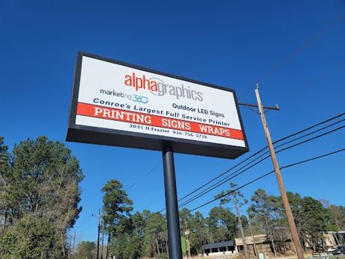 AlphaGraphics Conroe: Storefront Signage and Direct Mail Services