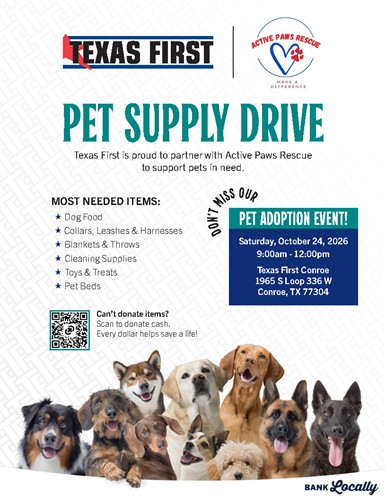 Texas First Pet Supply Drive and Adoption